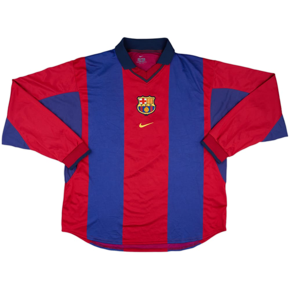 2000-01 Barcelona Match Issue Home L/S Shirt #8