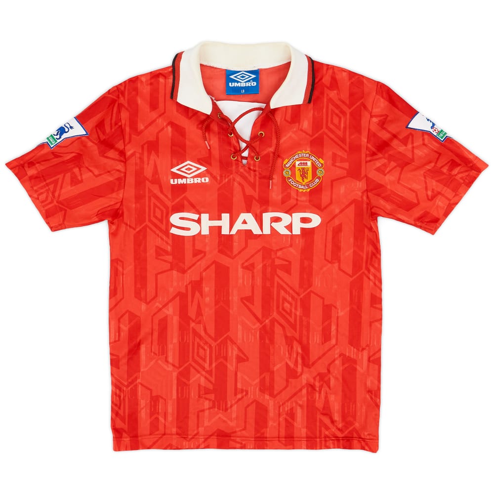 1992-94 Manchester United Home Shirt #7 (Cantona) - 9/10 - (L.Boys)