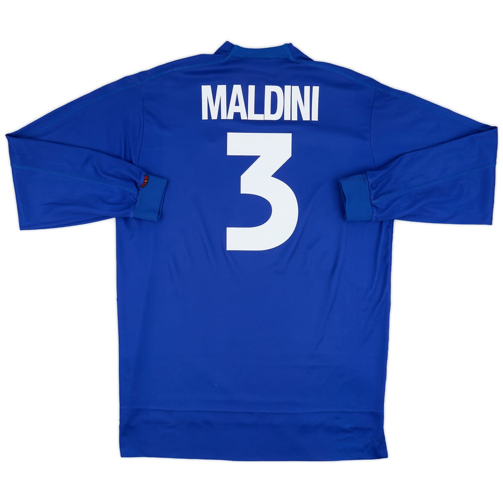1998-99 Italy Home L/S Shirt Maldini #3 - 6/10 - (XXL)