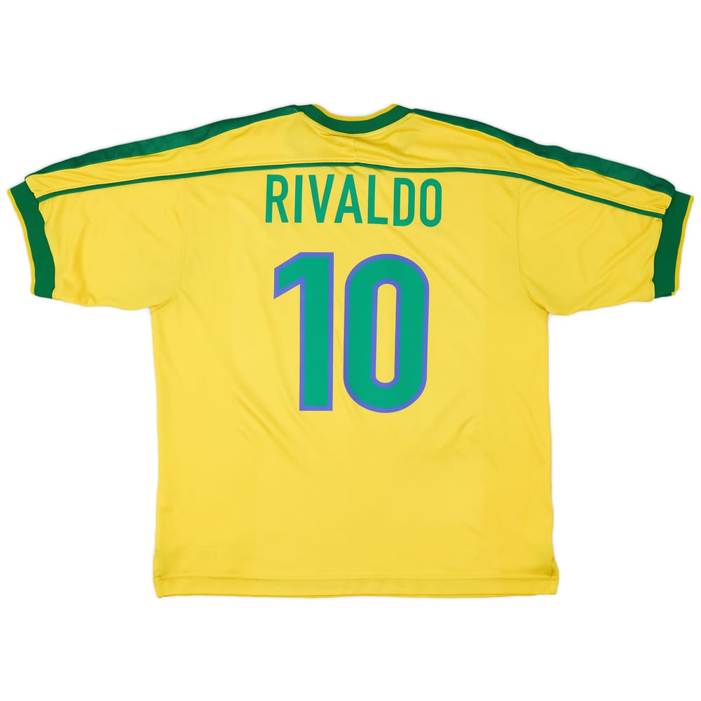 1998-00 Brazil Home Shirt Rivaldo #10 - 8/10 - (XL)