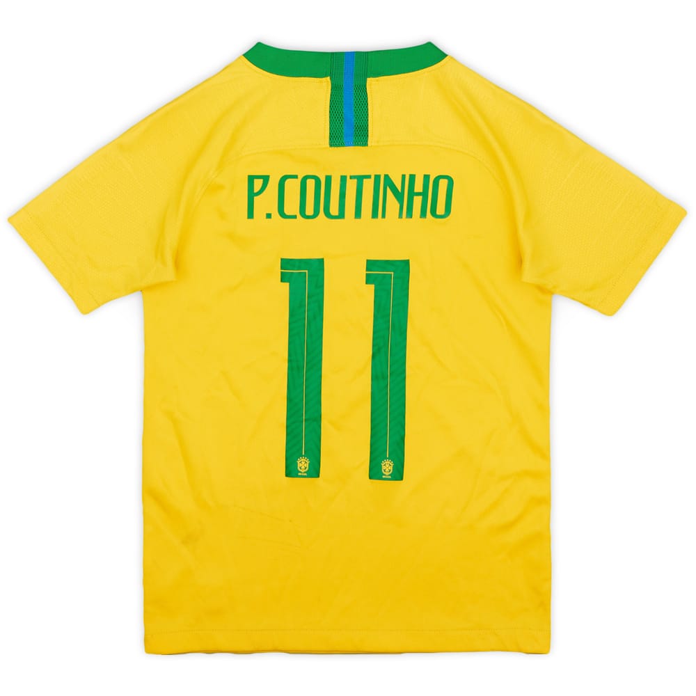 2018-19 Brazil Home Shirt P. Coutinho #11 - 5/10 - (S.Boys)