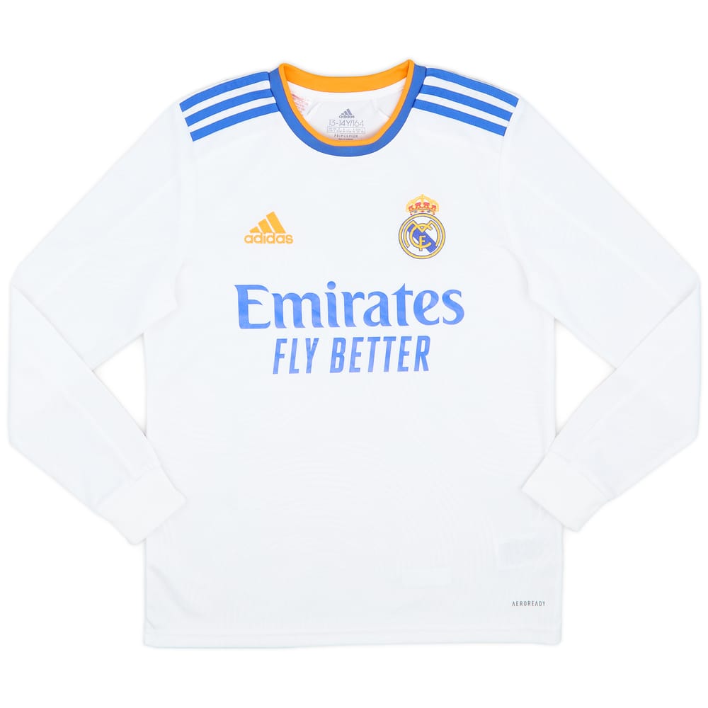 2021-22 Real Madrid Home L/S Shirt - 10/10 - (L.Boys)