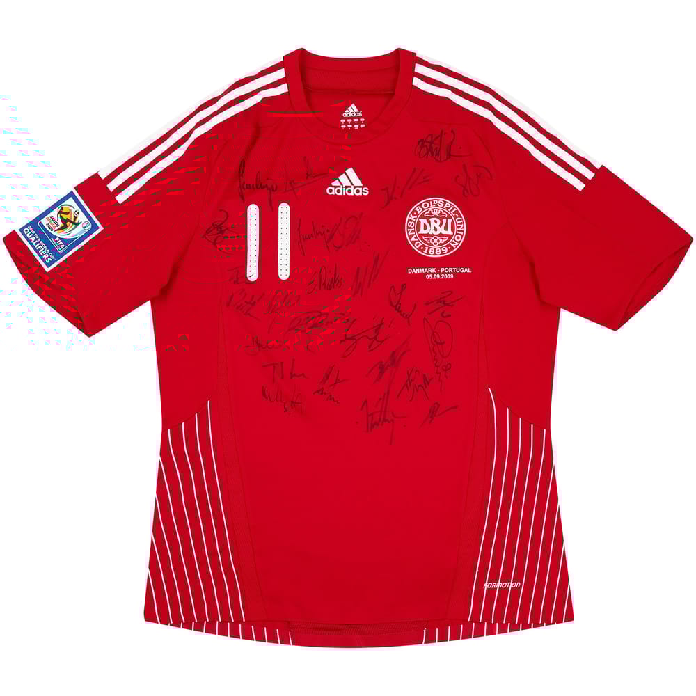 2009 Denmark Match Issue Signed Home Shirt #11 (Bendtner) v Portugal