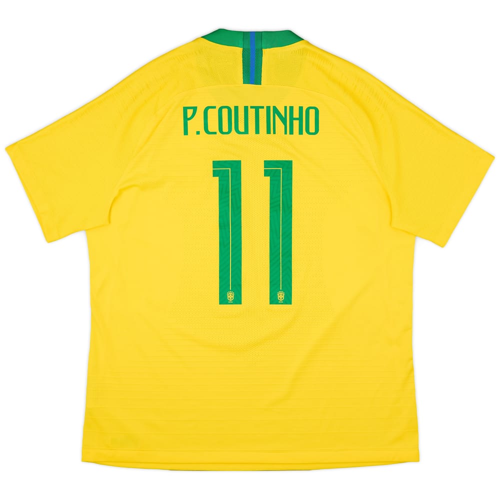 2018-19 Brazil Authentic Home Shirt P. Coutinho #11 - 7/10 - (XL)