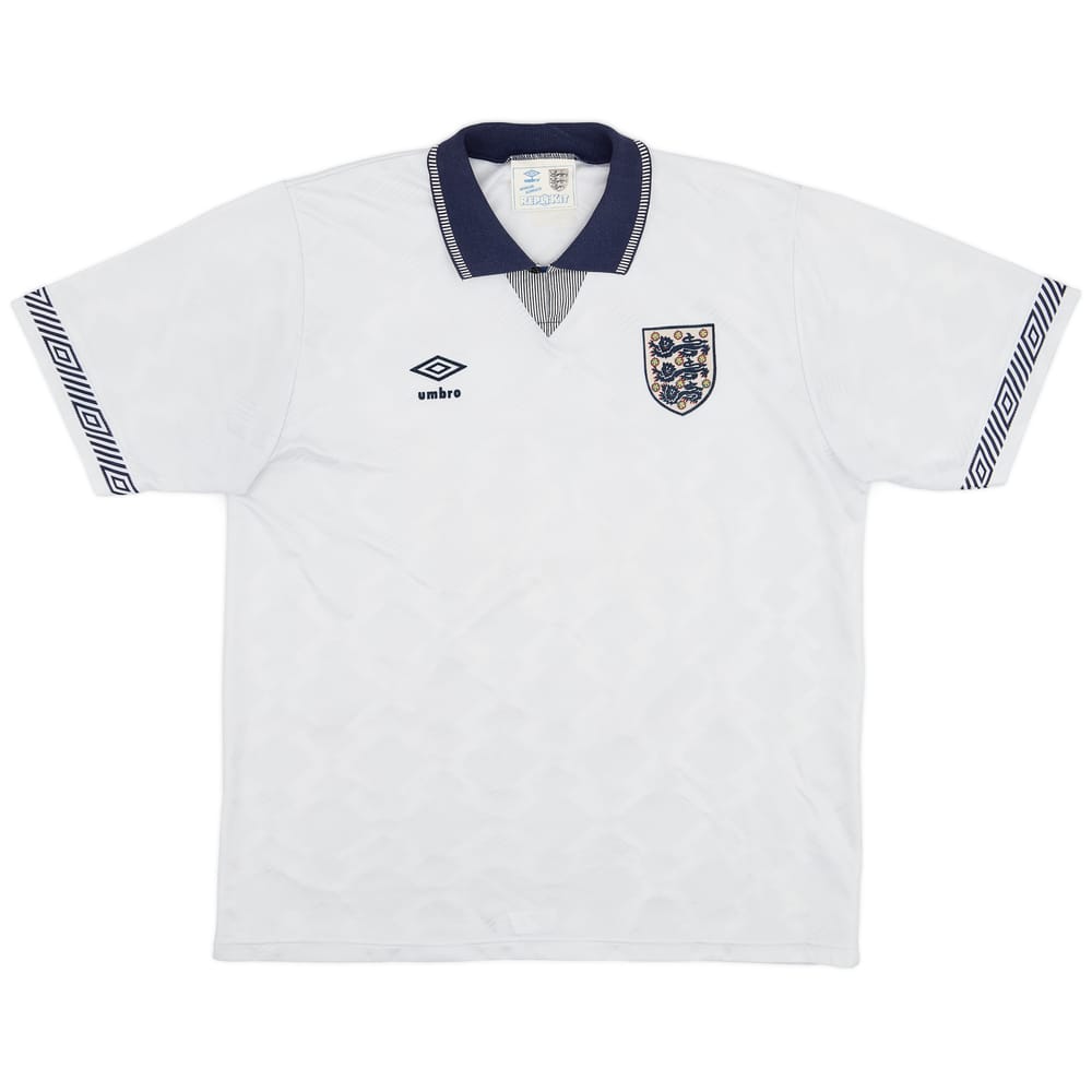 1990-92 England Home Shirt #19 (Gascoigne) - 7/10 - (XL)