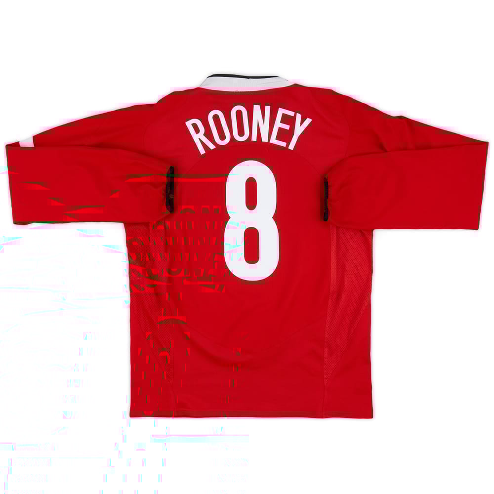 2004-06 Manchester United Home L/S Shirt Rooney #8 - 8/10 - (L)
