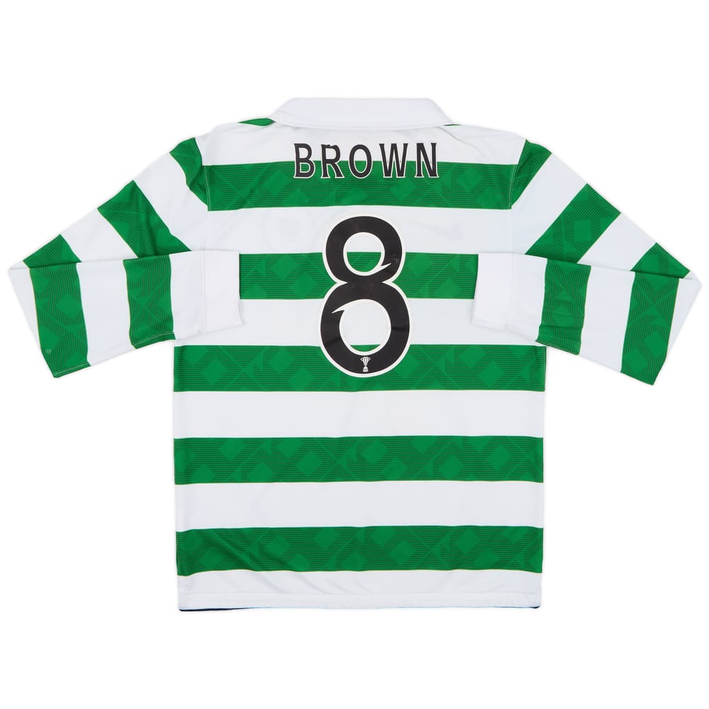 2010-12 Celtic Home L/S Shirt Brown #8 - 5/10 - (M)