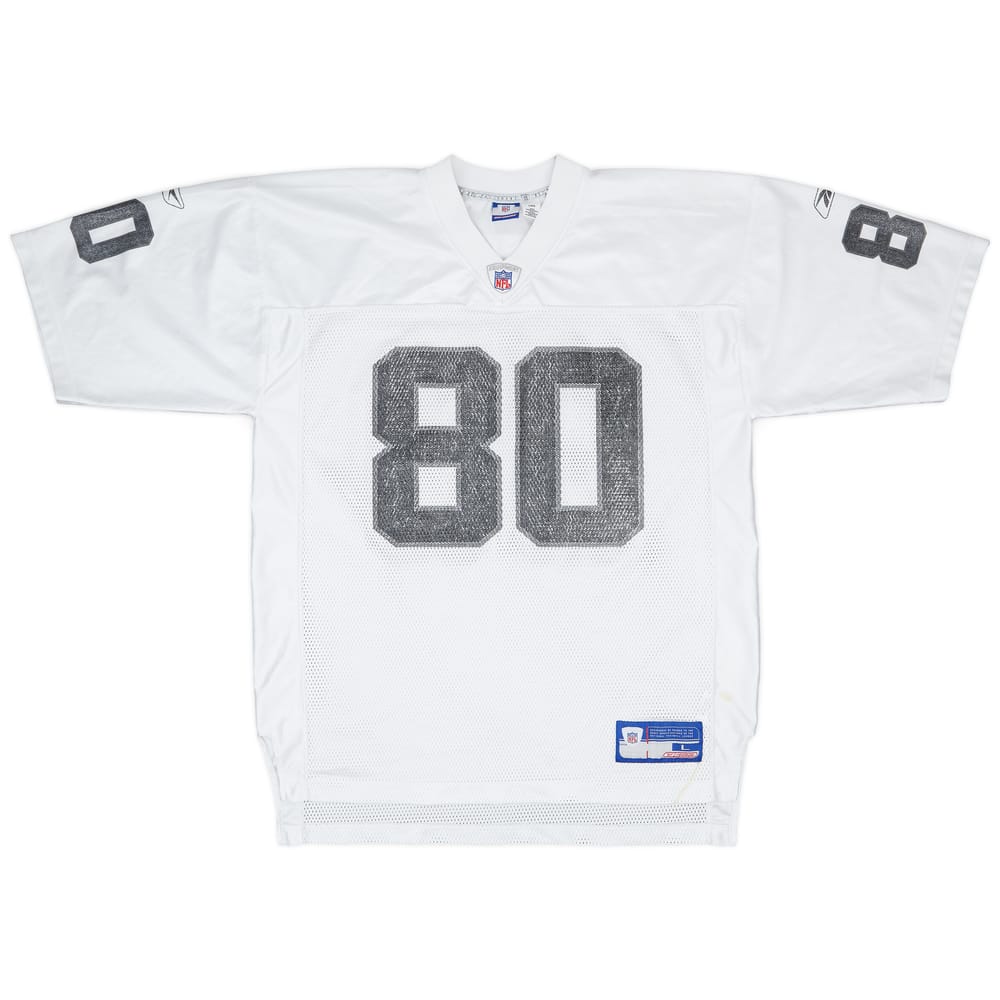 2002-04 Oakland Raiders Rice #80 Reebok On Field Away Jersey - 5/10 - (L)