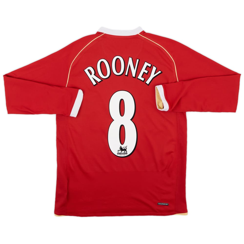 2006-07 Manchester United Home L/S Shirt Rooney #8 - 8/10 - (S)
