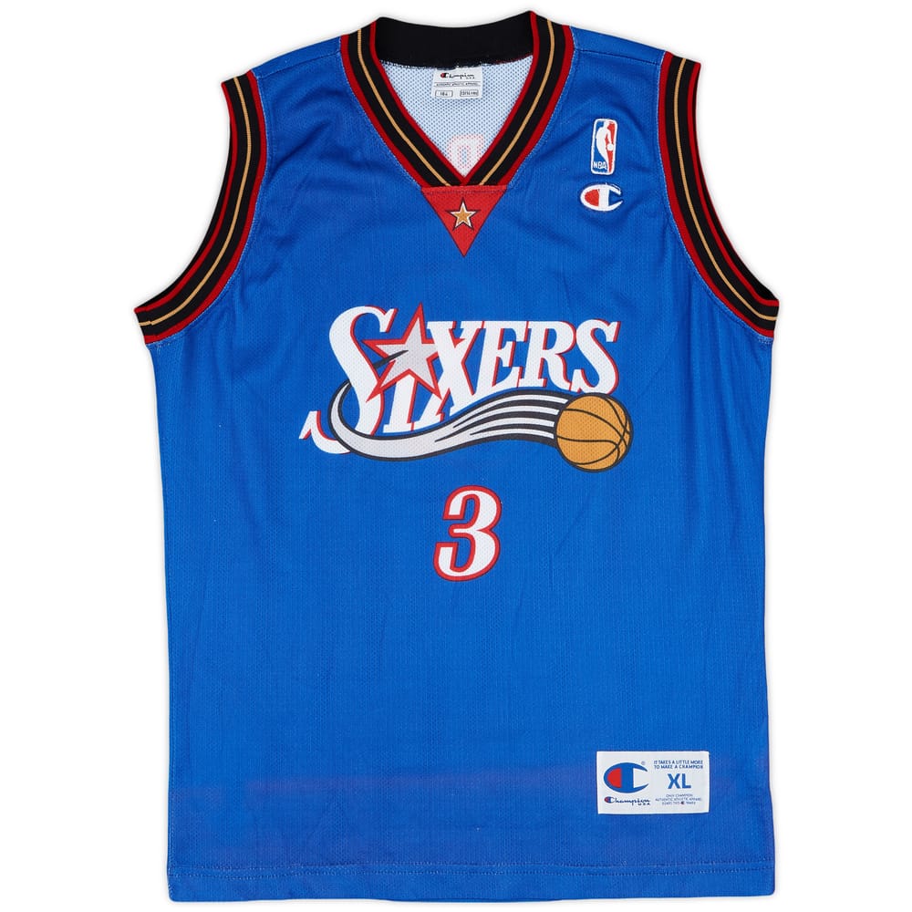 1999-00 Philadelphia 76ers Iverson #3 Champion Alternate Jersey - 9/10 - (XL.Boys)