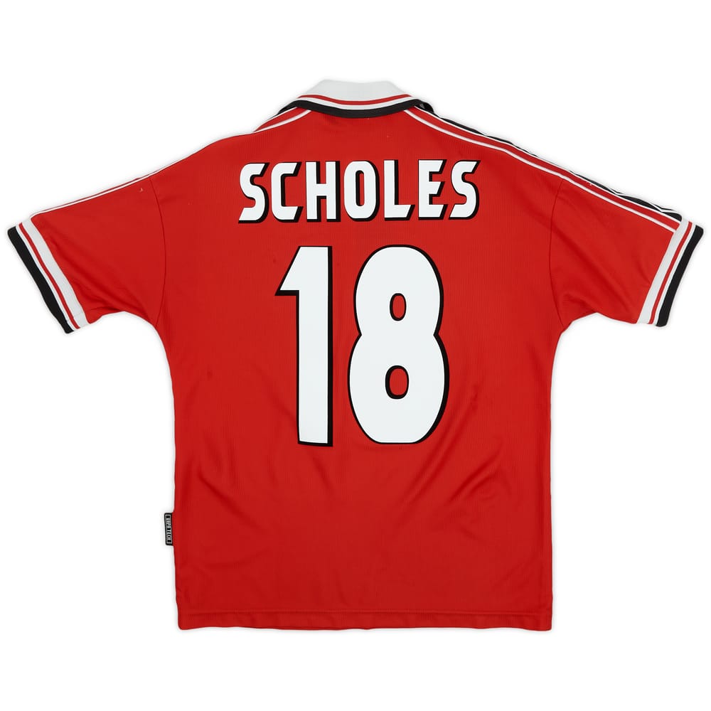 1998-00 Manchester United Home Shirt Scholes #18 - 7/10 - (Y)