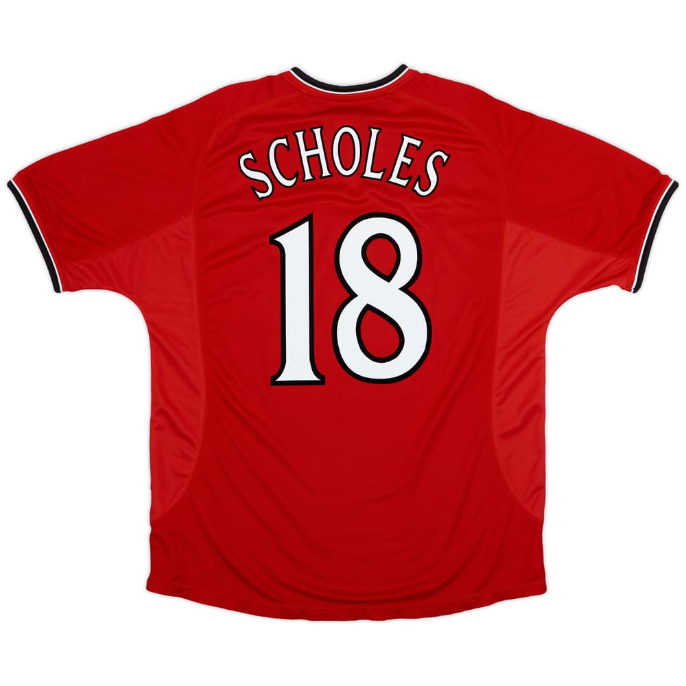 2000-02 Manchester United Home Shirt Scholes #18 - 9/10 - (XL)