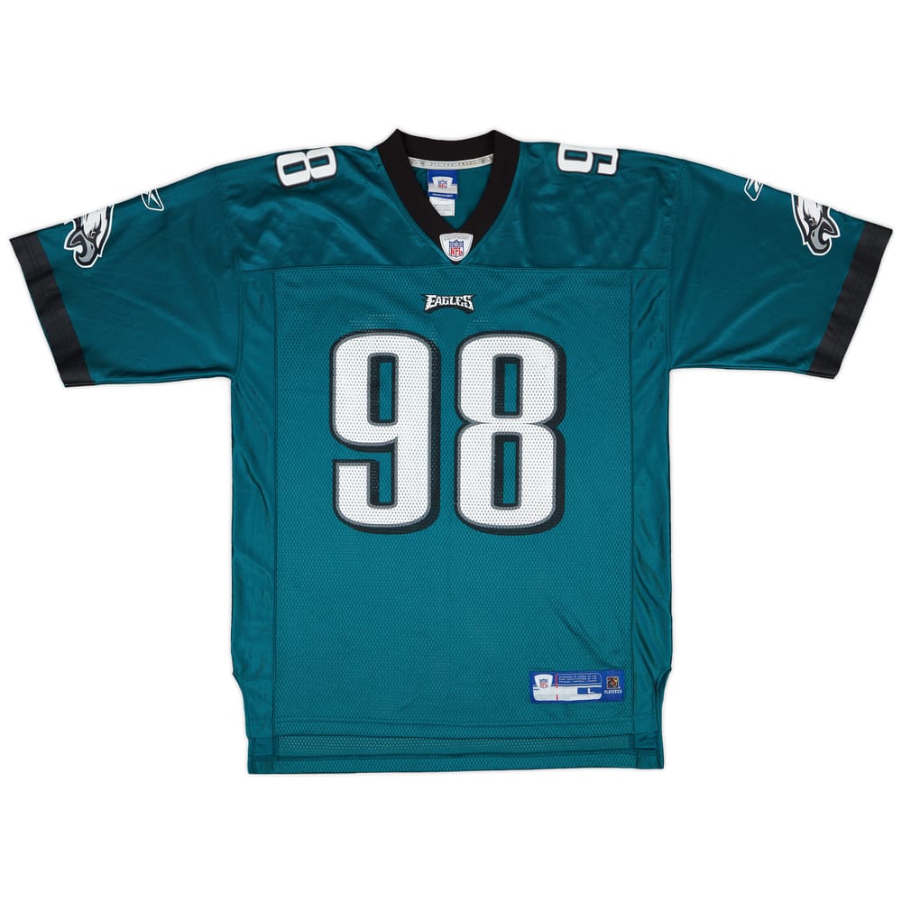 2005-06 Philadelphia Eagles Mike Patterson #98 Reebok On Field Home Jersey - 8/10 - (L)