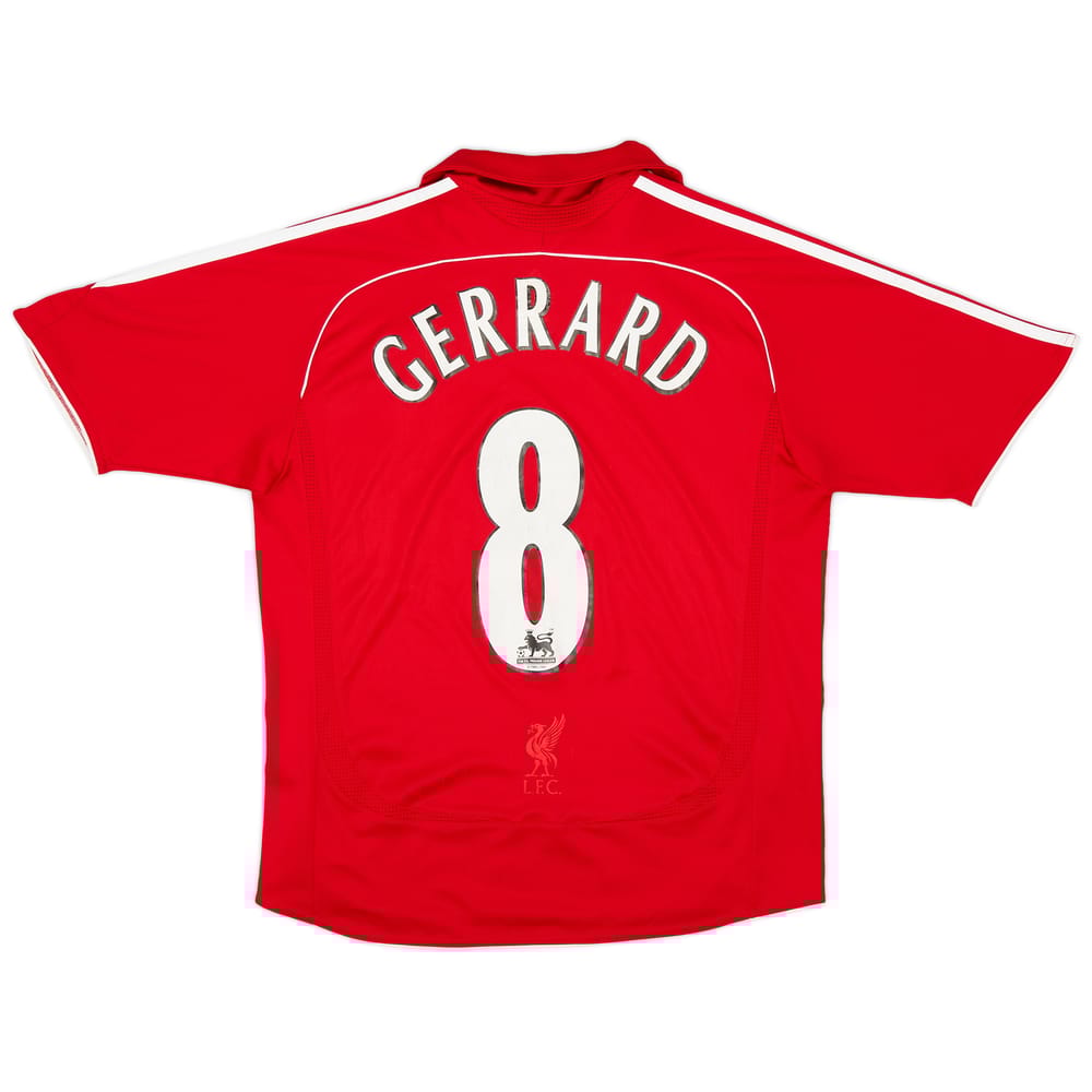 2006-08 Liverpool Home Shirt Gerrard #8 - 7/10 - (XL.Boys)