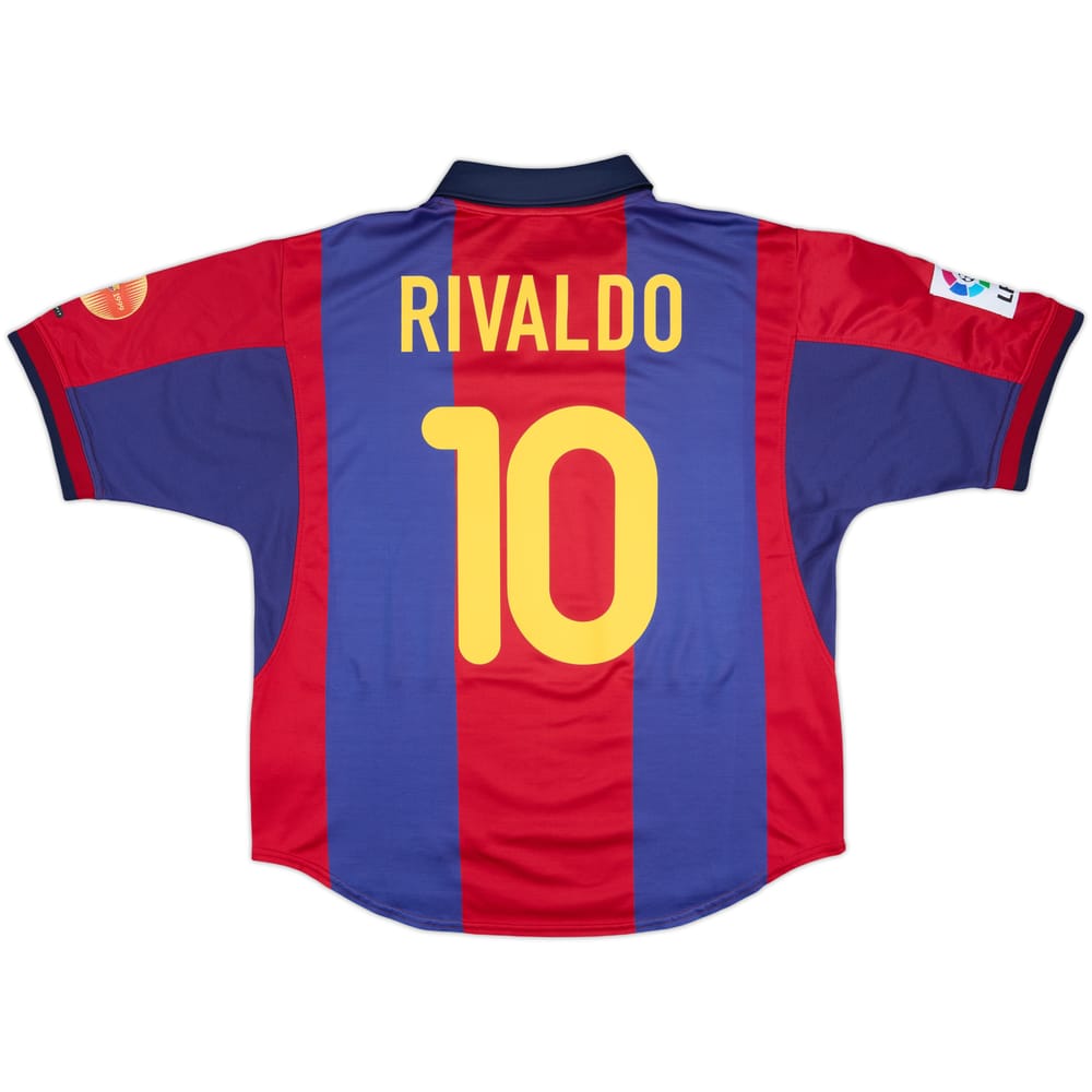 2000-01 Barcelona Home Shirt Rivaldo #10 - 8/10 - (L)