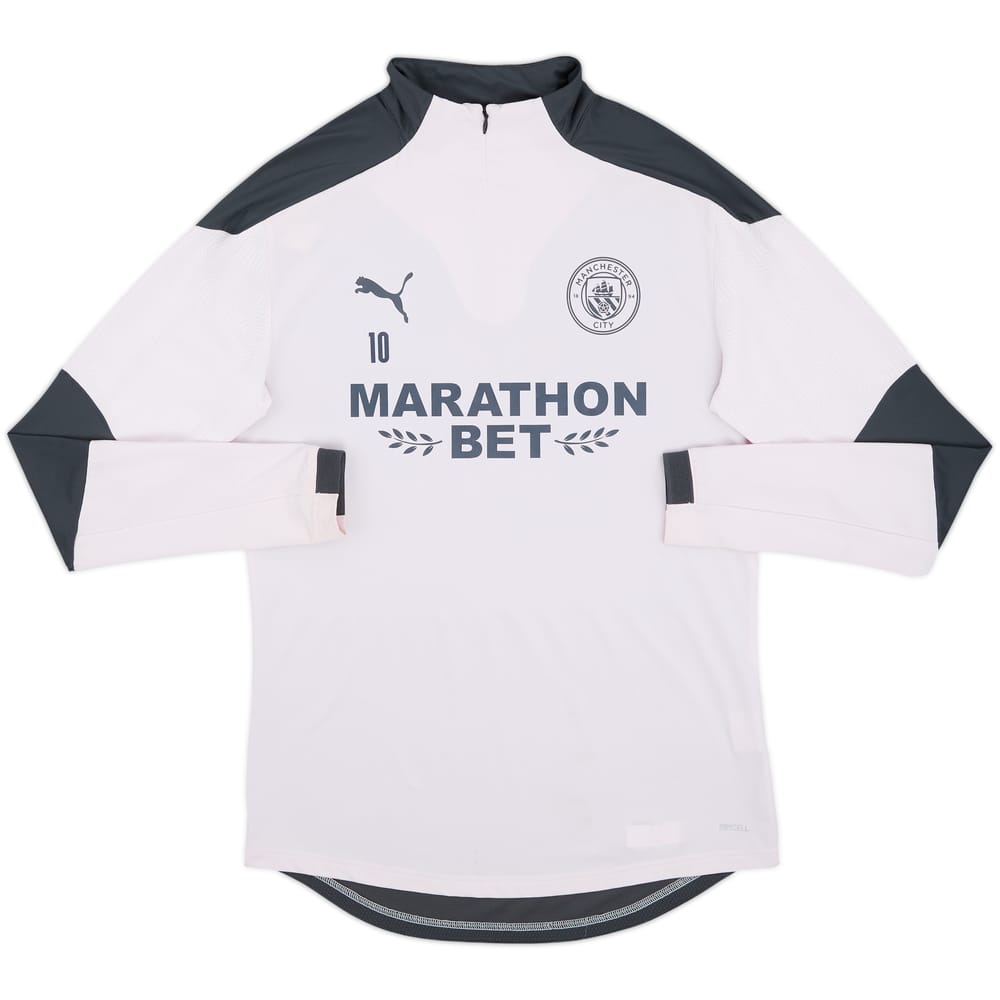 2020-21 Manchester City Player Issue Puma 1/4 Zip Drill Top #10 (Aguero) - 6/10 - (M)