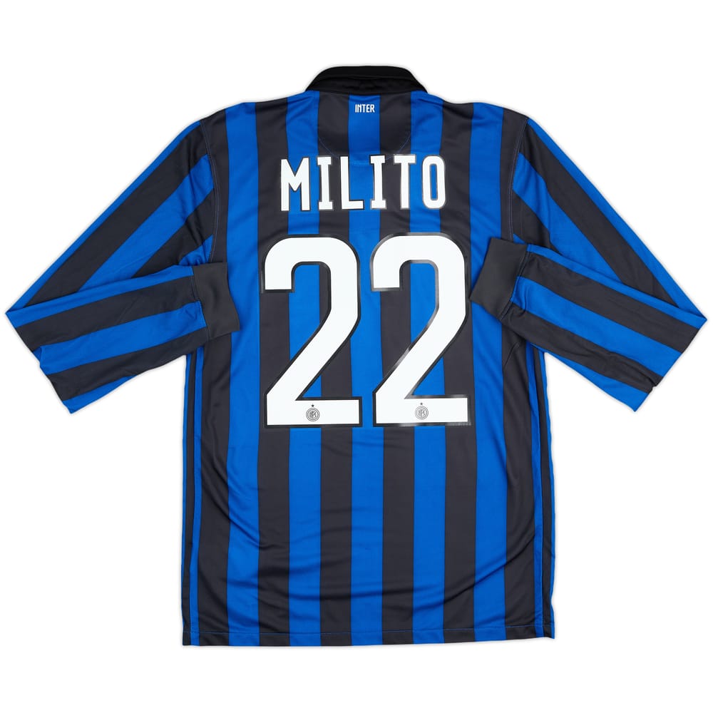 2011-12 Inter Milan Home L/S Shirt Milito #22 - 8/10 - (S)