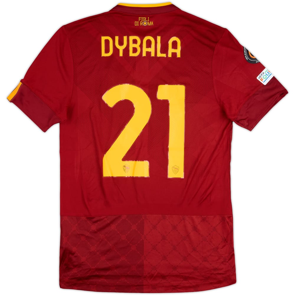 2022-23 Roma Europa League Squad Signed Home Shirt Dybala #21 - 8/10 - (L)