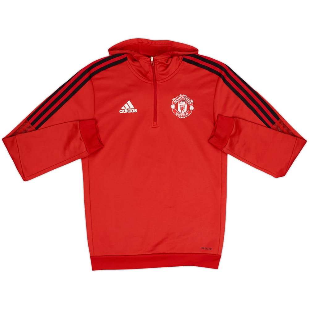 2022-23 Manchester United adidas 1/4 Zip Hooded Track Jacket - 8/10 - (XS)