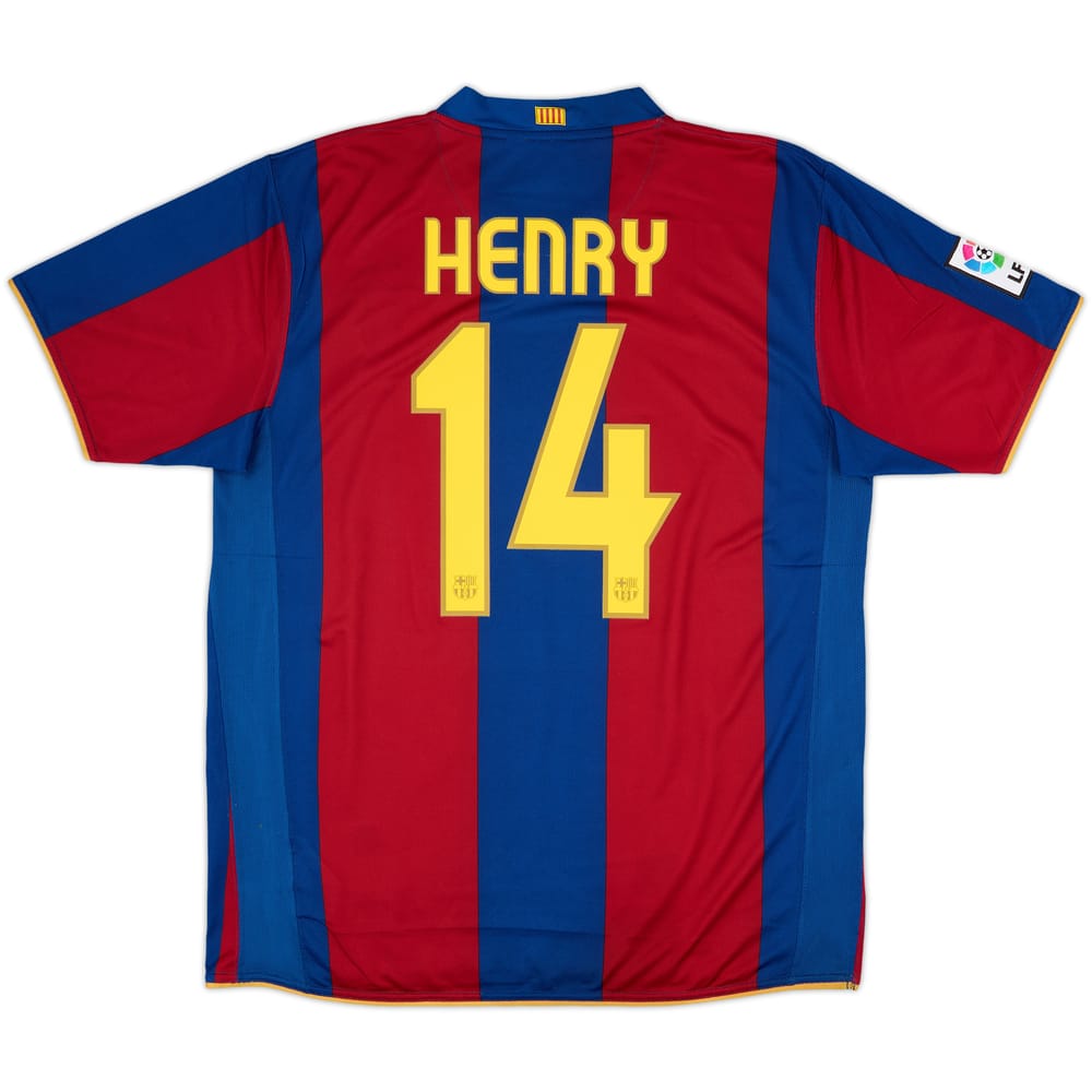 2007-08 Barcelona Home Shirt Henry #14 - 8/10 - (L)