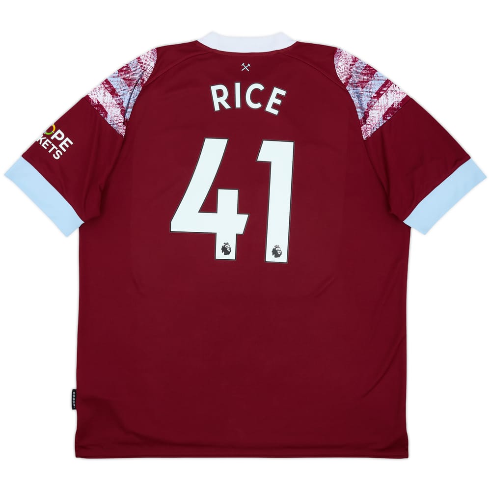2022-23 West Ham Home Shirt Rice #41 - 9/10 - (XXL)