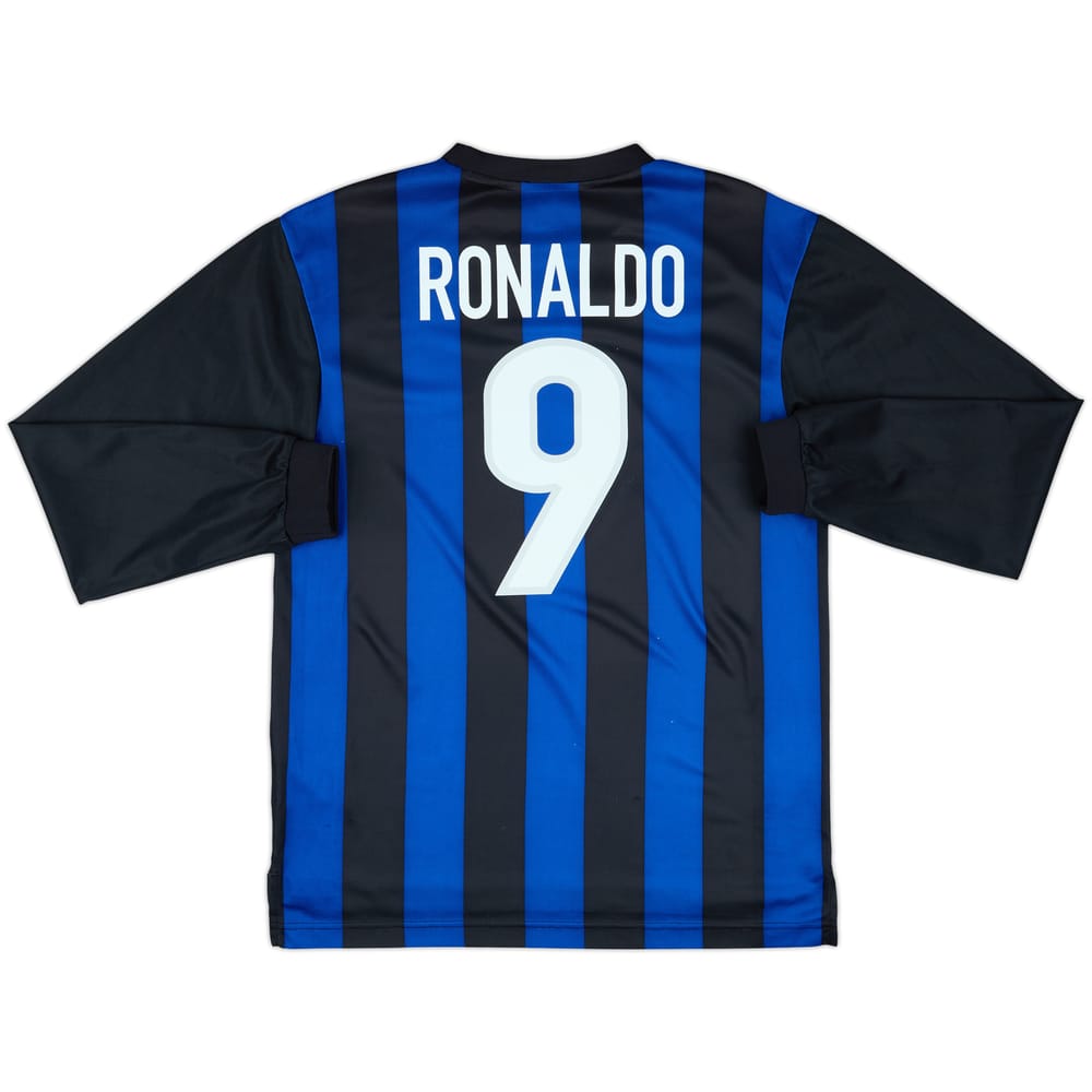 1999-00 Inter Milan Basic Home L/S Shirt Ronaldo #9 - 6/10 - (XXL)