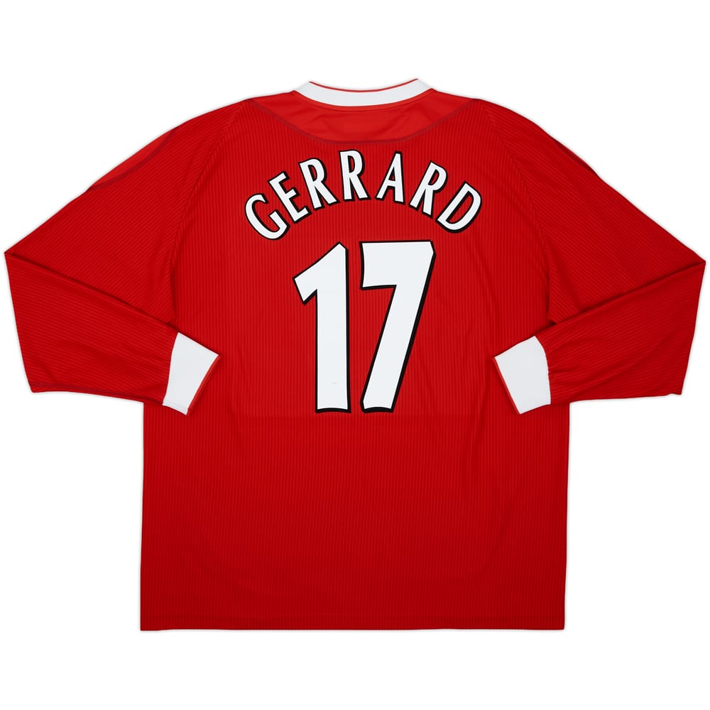2002-04 Liverpool Home L/S Shirt Gerrard #17 - 9/10 - (XL/XXL)