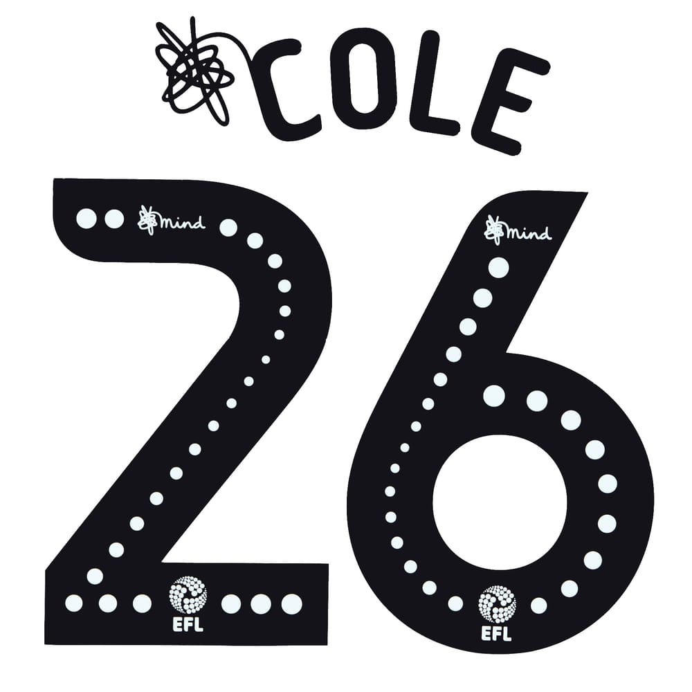2018-19 Derby County Home Cole #26 EFL Name Set