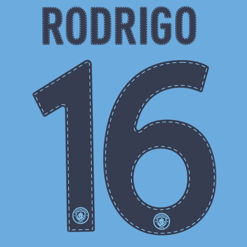 2022-23 Manchester City Home Cup Rodrigo #16 Name Set
