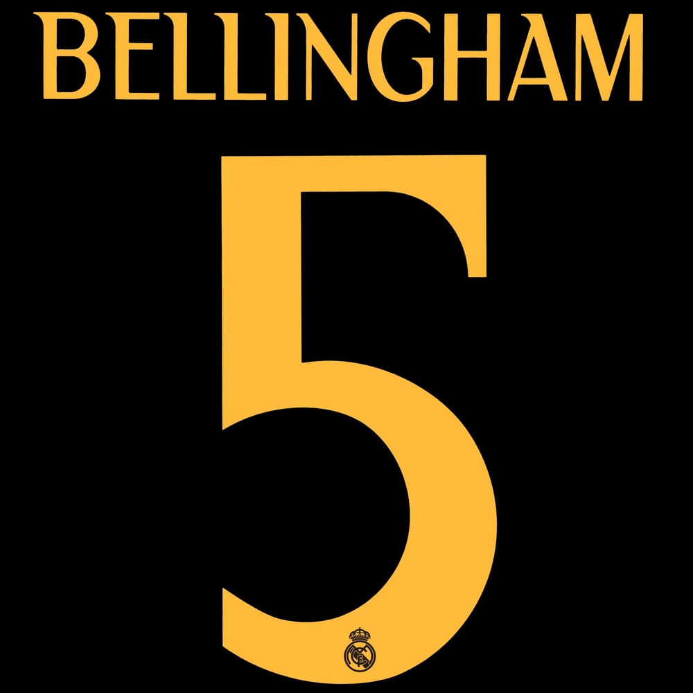 2023-24 Real Madrid Away/Third Cup Bellingham #5 Kids Name Set