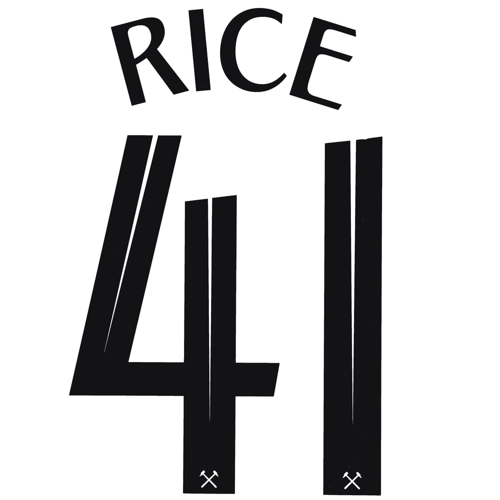 2022-23 West Ham Third Cup Rice #41 Name Set