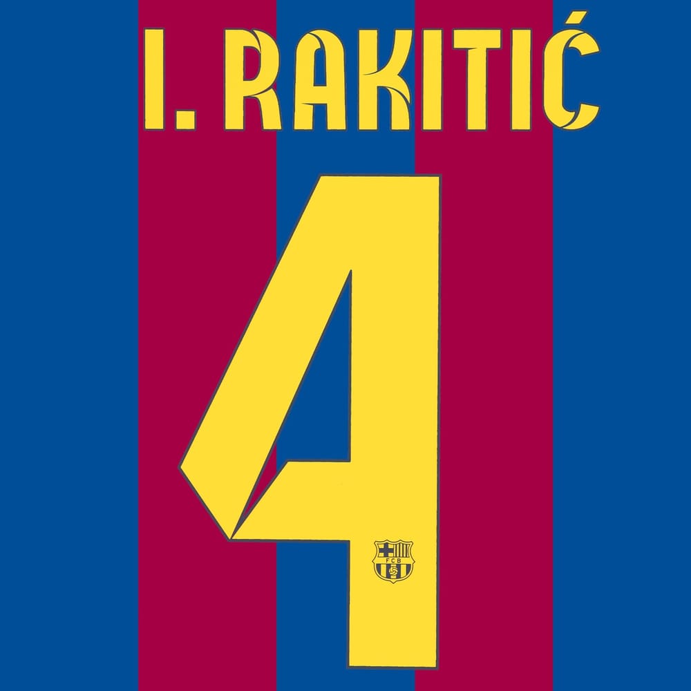 2014-15 Barcelona Home I. Rakitic #4 Name Set