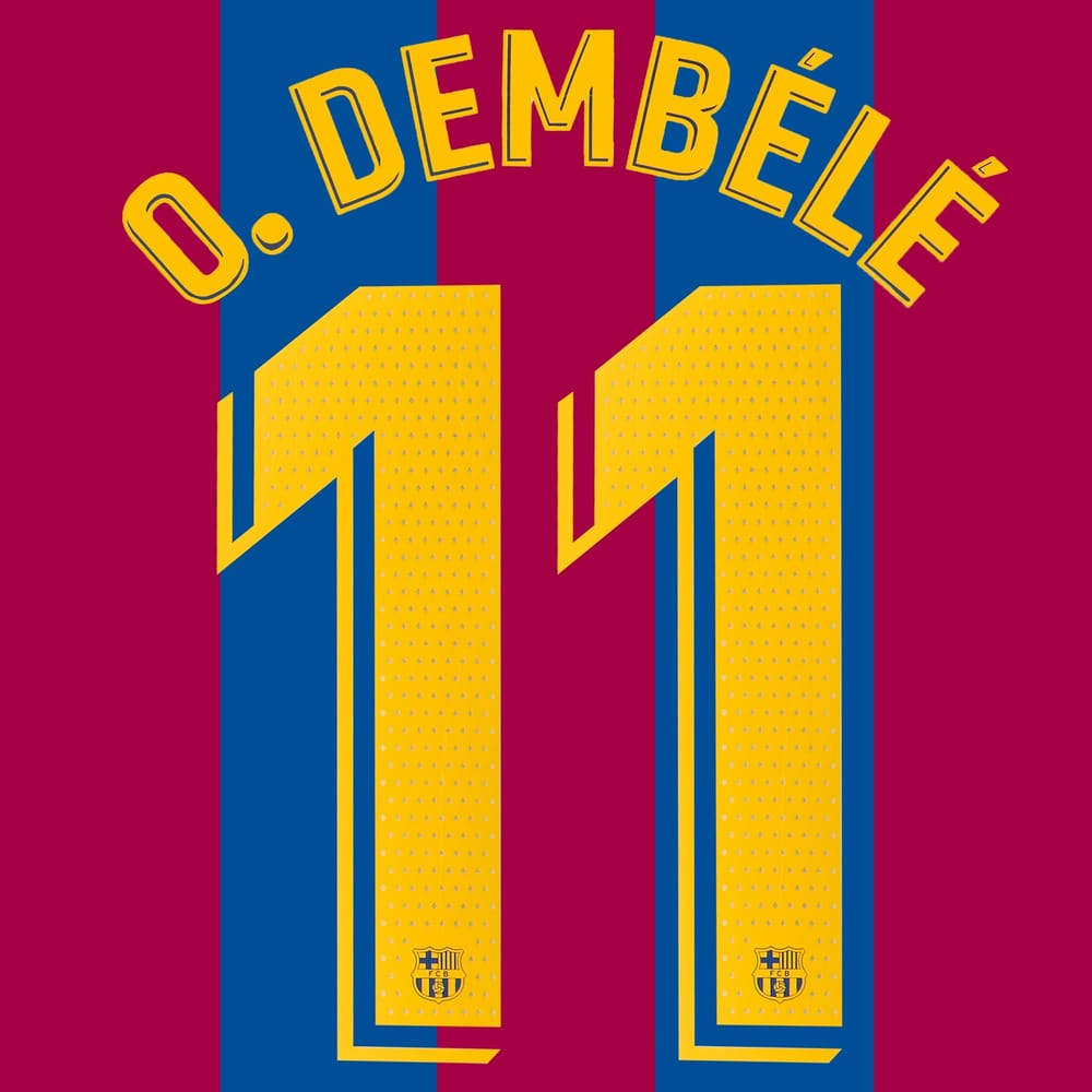 2018-21 Barcelona Home O. Dembele #11 Player Issue Name Set