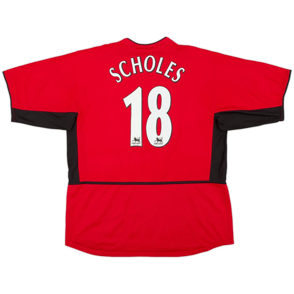 2002-04 Manchester United Home Shirt Scholes #18 - 8/10 - (XL)