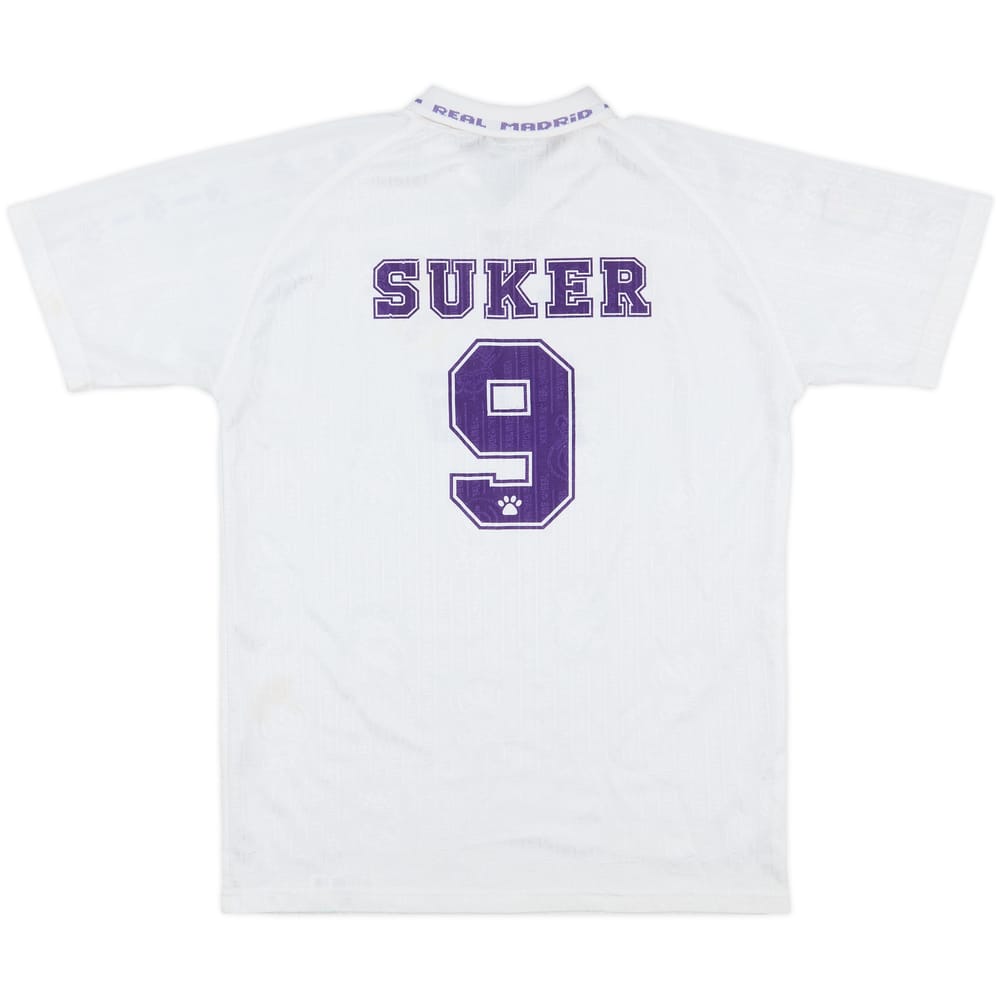 1996-97 Real Madrid Home Shirt Suker #9 - 8/10 - (XL.Boys)