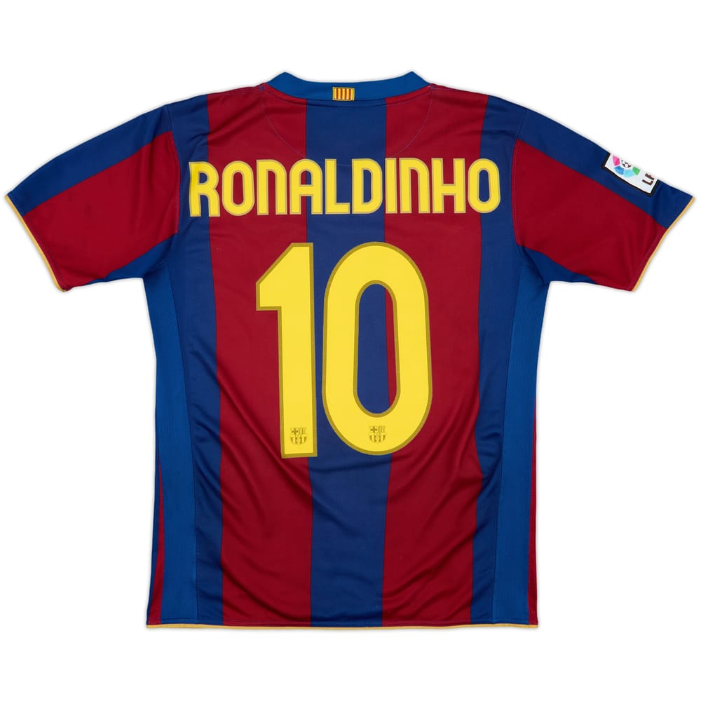 2007-08 Barcelona Home Shirt Ronaldinho #10 - 7/10 - (XL.Boys)