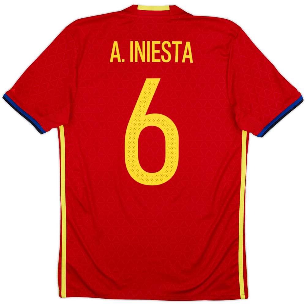 2016-17 Spain Home Shirt A. Iniesta #6 - 8/10 - (S)
