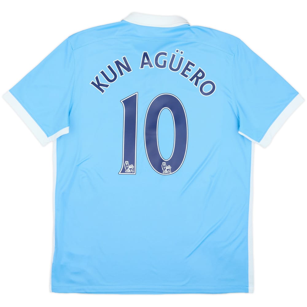 2015-16 Manchester City Home Shirt Kun Aguero #10 - 9/10 - (L)