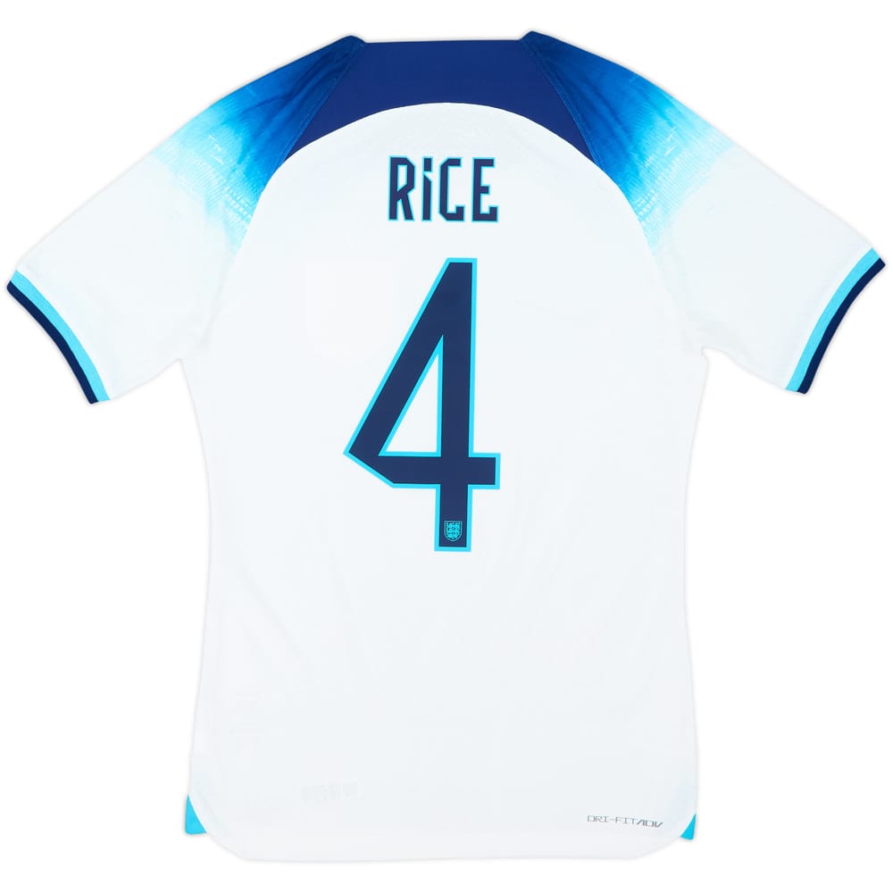 2022-23 England Authentic Home Shirt Rice #4 - 10/10 - (S)