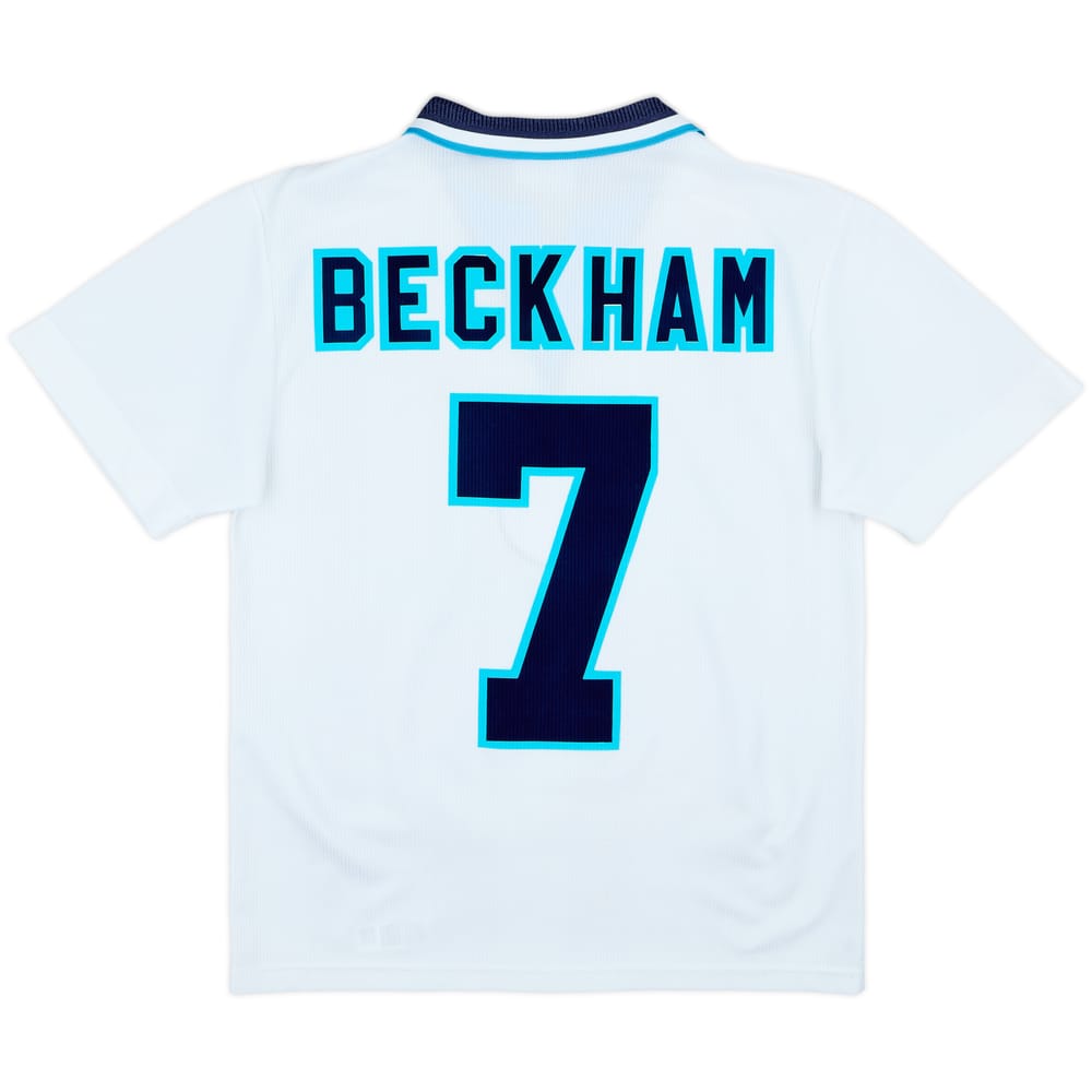 1995-97 England Home Shirt Beckham #7 - 8/10 - (Y)