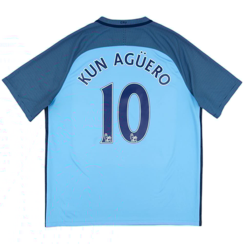 2016-17 Manchester City Home Shirt Kun Aguero #10 - 8/10 - (XL)