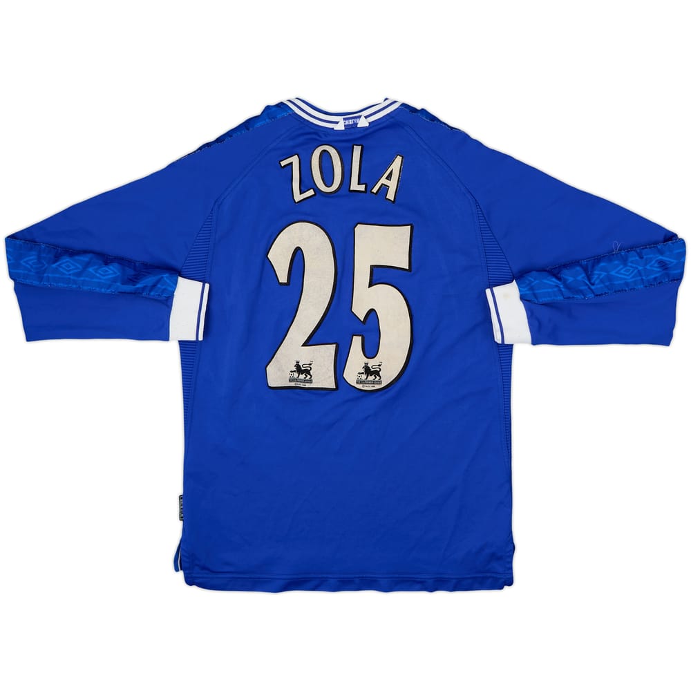 1999-01 Chelsea Home L/S Shirt Zola #25 - 6/10 - (Y)