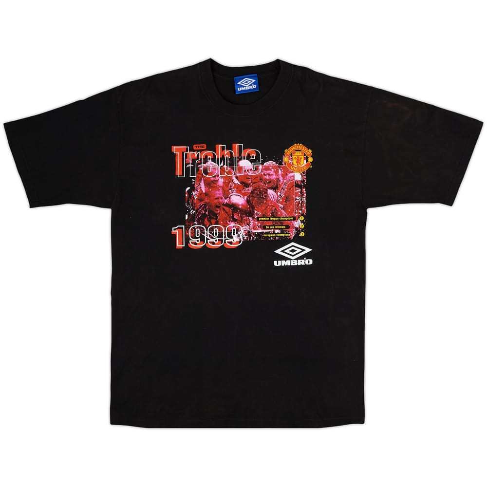 1999 Manchester United Umbro 'Treble Winners' Graphic Tee - 8/10 - (XL)