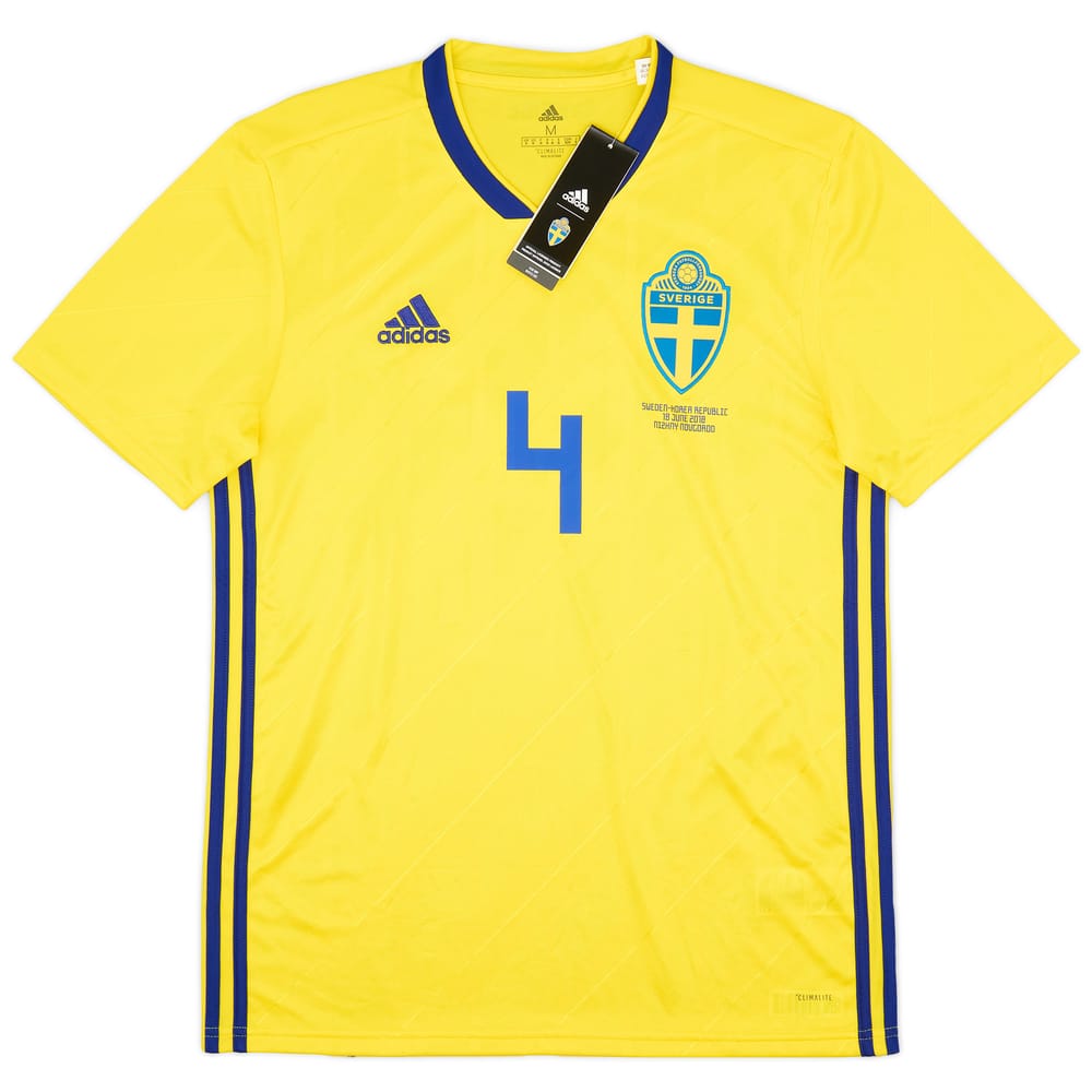 2018 Sweden Player Issue Home Shirt #4 (v South Korea)