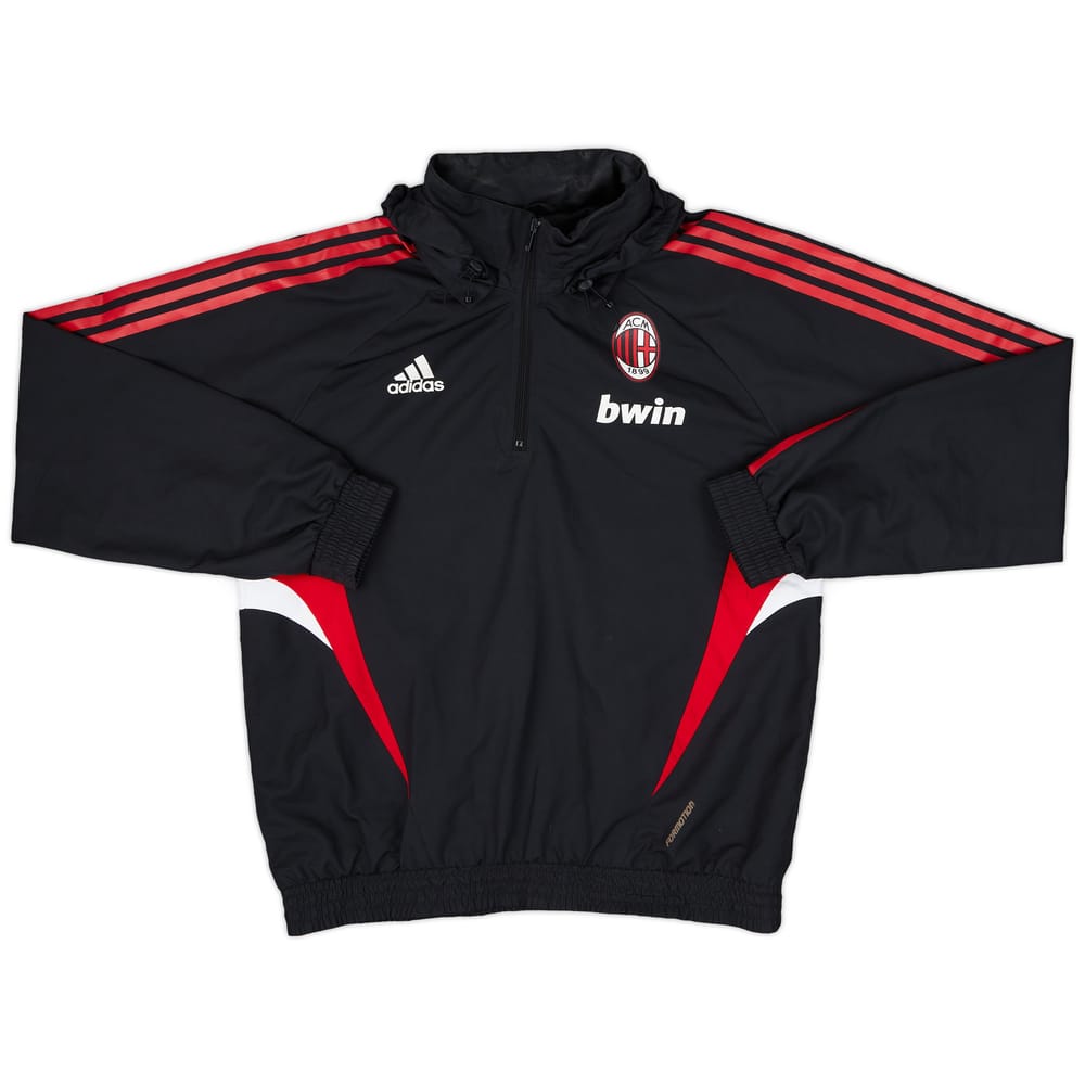 2008-09 AC Milan adidas Hooded 1/4 Zip Drill Top - 8/10 - (L)