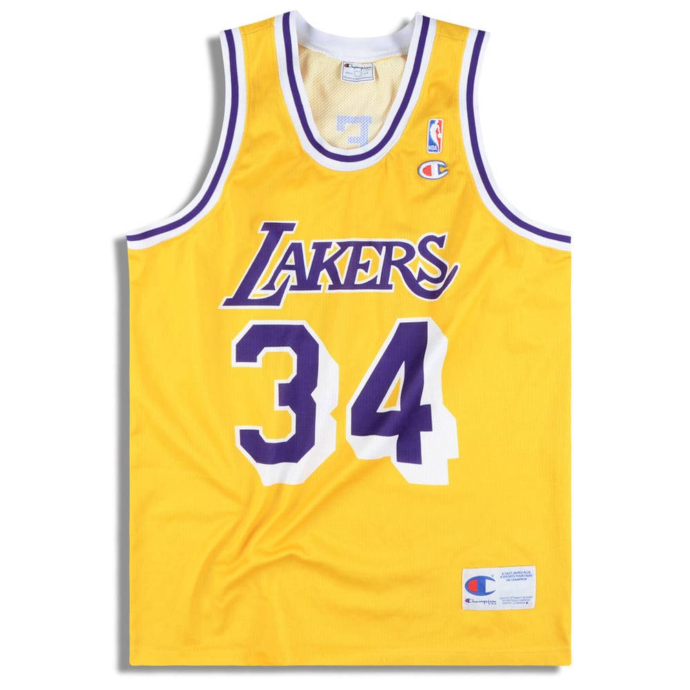 1996-99 LA Lakers O’Neal #34 Champion Jersey (Home) S
