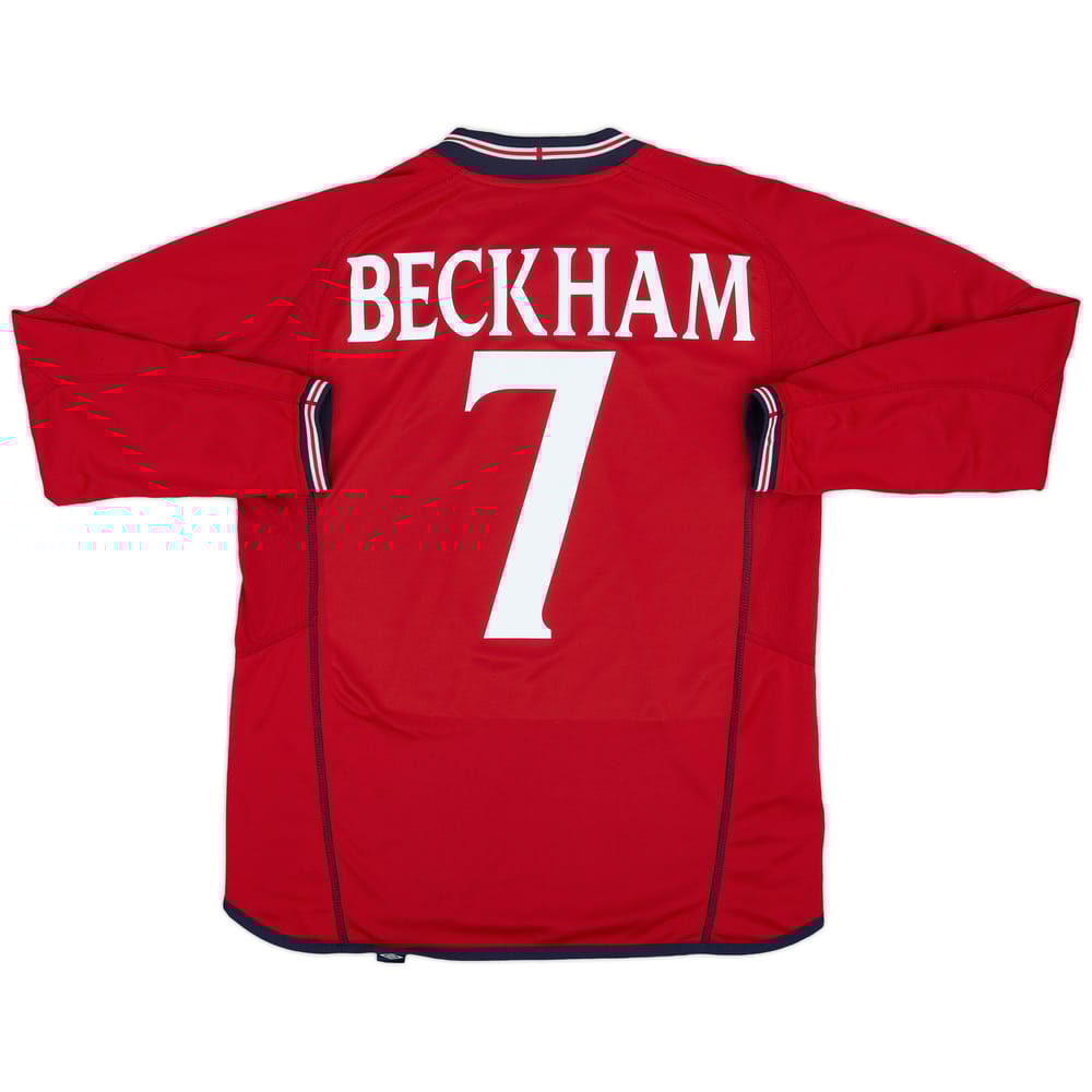 1999-01 England Away L/S Shirt Beckham #7 - 9/10 - (M)