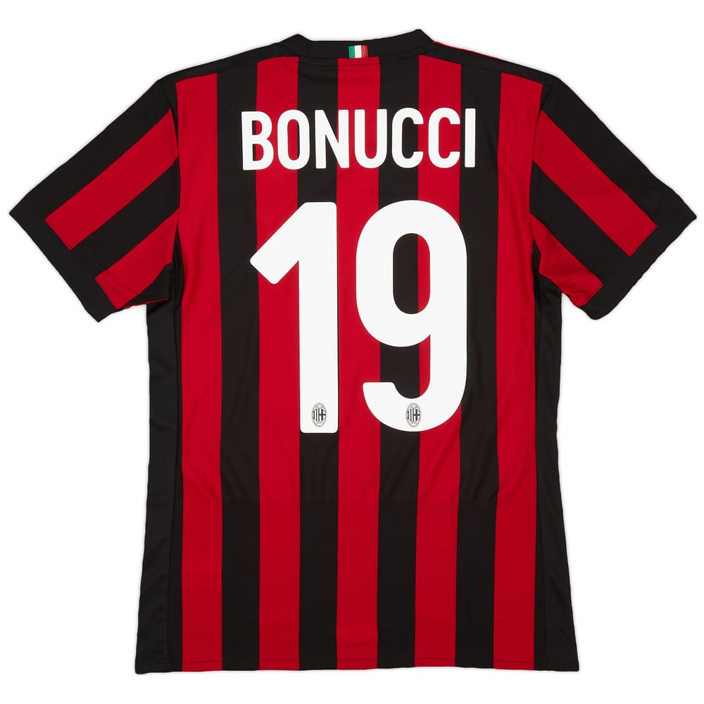 2017-18 AC Milan Home Shirt Bonucci #19 - 9/10 - (S)