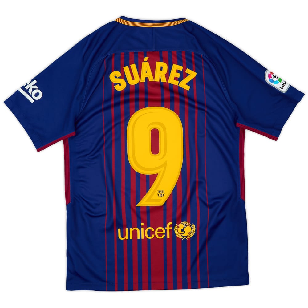 2017-18 Barcelona Home Shirt Suarez #9 - 10/10 - (S)
