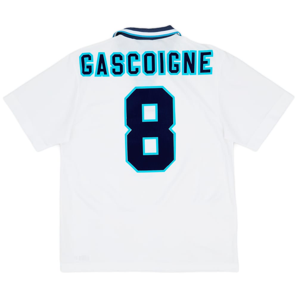 1995-97 England Home Shirt Gascoigne #8 - 7/10 - (L)